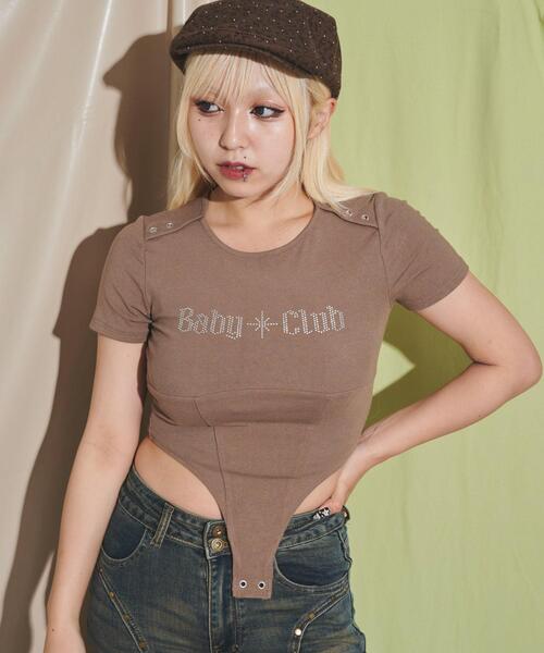 dispark（ディスパーク）の「DISPARK/ボディスーツピチT（Tシャツ/カットソー・レディース・ブラウン/ブラック・FREE）」の5枚目の写真