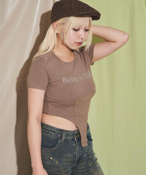 dispark（ディスパーク）の「DISPARK/ボディスーツピチT（Tシャツ/カットソー・レディース・ブラウン/ブラック・FREE）」の6枚目の写真