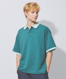 ウェーブリンクル　フクレジャガード ポロシャツ/ オーバーサイズ/ ストレッチ