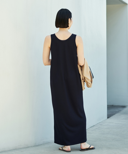 plageプラージュの洗えるシンプル上品ワンピースダークネイビー plageプラージュの洗えるシンプル上品ワンピースダークネイビー