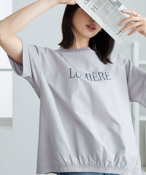 BELLUNA PLUS（ベルーナ）の「異素材切替ロゴプリントプルオーバー（Tシャツ/カットソー・レディース・ベージュ/チャコール/ライトグレー・X-LARGE/LARGE/MEDIUM）」の11枚目の写真