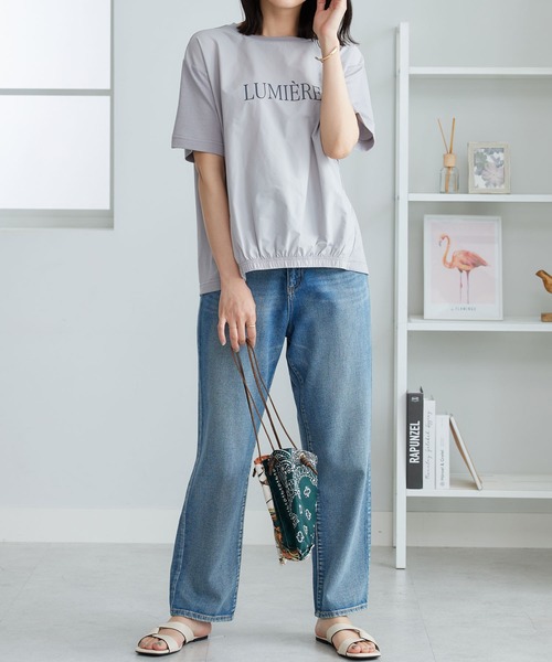 BELLUNA PLUS（ベルーナ）の「異素材切替ロゴプリントプルオーバー（Tシャツ/カットソー・レディース・ベージュ/チャコール/ライトグレー・X-LARGE/LARGE/MEDIUM）」の15枚目の写真
