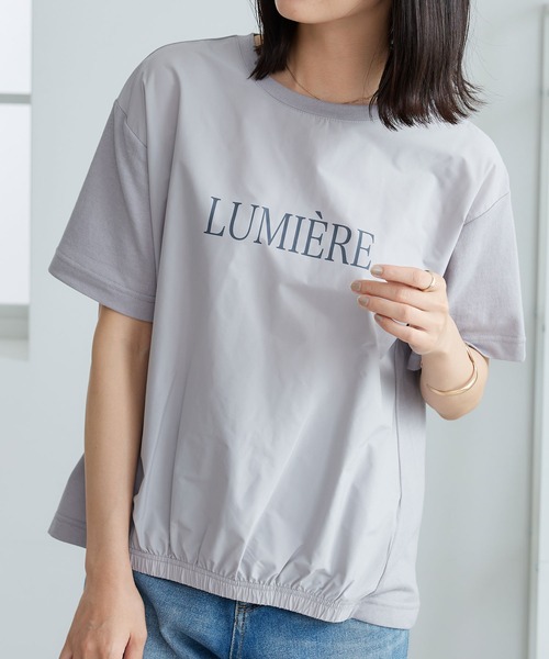 BELLUNA PLUS（ベルーナ）の「異素材切替ロゴプリントプルオーバー（Tシャツ/カットソー・レディース・ベージュ/チャコール/ライトグレー・X-LARGE/LARGE/MEDIUM）」の10枚目の写真