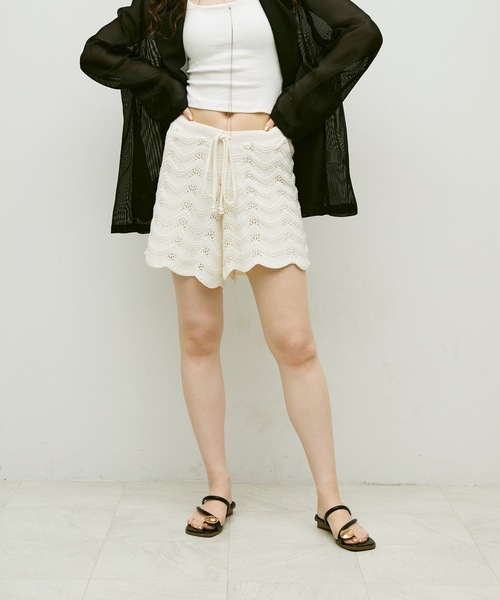ショートパンツ YOUHEE YOUHEE LACE LAYERD SHORTS 4BNY124 Lace knit shorts / レース編みショートパンツ（その他パンツ