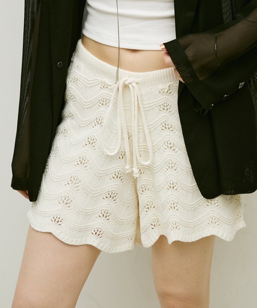 ショートパンツ YOUHEE YOUHEE LACE LAYERD SHORTS 4BNY124 Lace knit shorts / レース編みショートパンツ(その他パンツ
