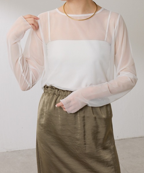 「COLLAGE GALLARDAGALANTE」 長袖カットソー FREE ライトベージュ レディース COLLAGE GALLARDAGALANTE 「COLLAGE GALLARDAGALANTE」 長袖