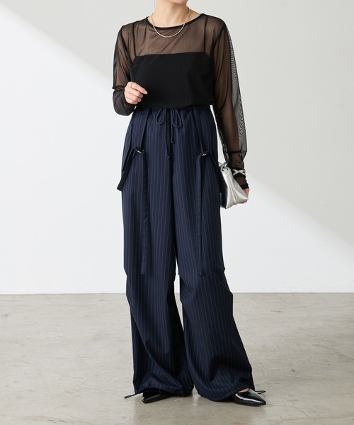 COLLAGE GALLARDAGALANTE(コラージュガリャルダガランテ)の「チュールロンT(Tシャツ/カットソー・レディース・ブラック/オフホワイト・FREE)」の14枚目の写真