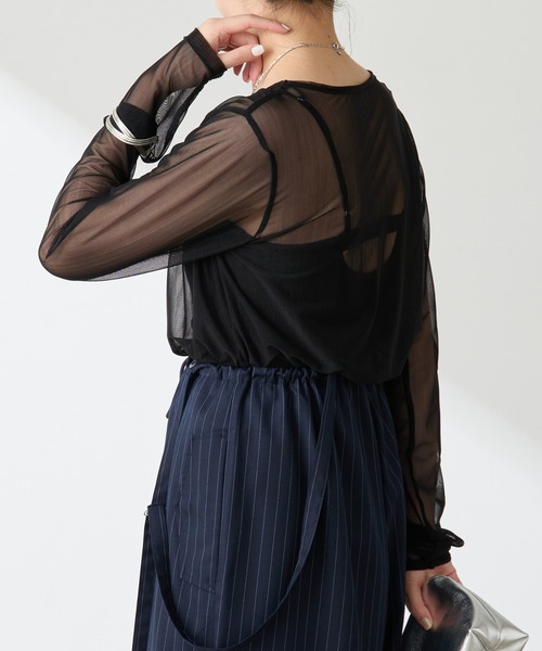 COLLAGE GALLARDAGALANTE(コラージュガリャルダガランテ)の「チュールロンT(Tシャツ/カットソー・レディース・ブラック/オフホワイト・FREE)」の16枚目の写真