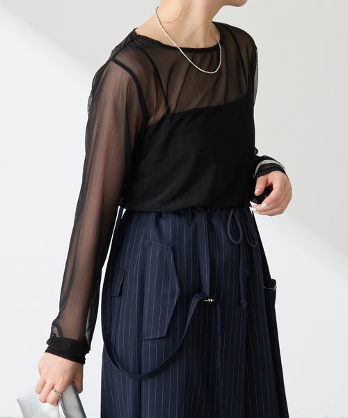 COLLAGE GALLARDAGALANTE(コラージュガリャルダガランテ)の「チュールロンT(Tシャツ/カットソー・レディース・ブラック/オフホワイト・FREE)」の18枚目の写真