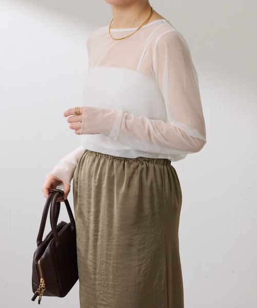 COLLAGE GALLARDAGALANTE(コラージュガリャルダガランテ)の「チュールロンT(Tシャツ/カットソー・レディース・ブラック/オフホワイト・FREE)」の5枚目の写真