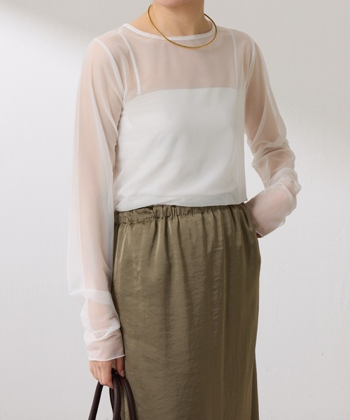 COLLAGE GALLARDAGALANTE(コラージュガリャルダガランテ)の「チュールロンT(Tシャツ/カットソー・レディース・ブラック/オフホワイト・FREE)」の6枚目の写真