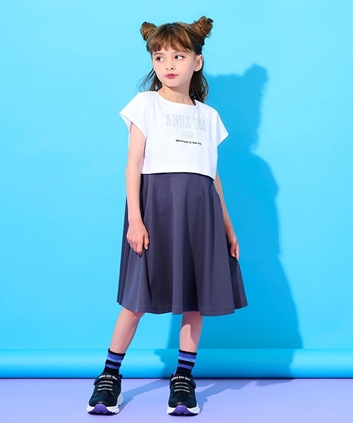 セール】ラインストーンロゴTシャツ＋ワンピースセット（ワンピース