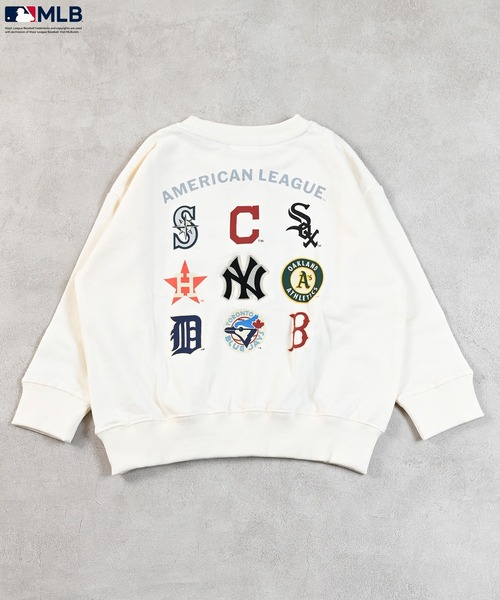 MLB（メジャーリーグベースボール）の「【MLB】別注リーグワッペンプリントスウェット（スウェット・キッズ・チャコール/オフホワイト・150/140/130/120/110/100/90/80）」の6枚目の写真