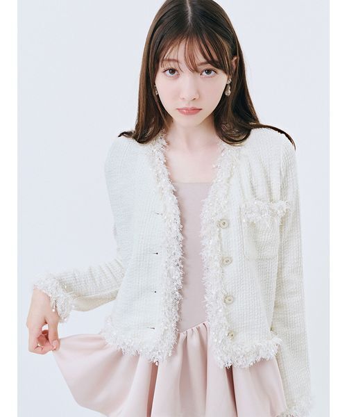 LILY BROWN（リリーブラウン）の「カットツイードフリンジジャケット