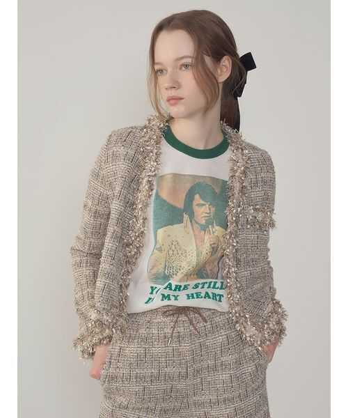 LILY BROWN(リリーブラウン)の「カットツイードフリンジジャケット(ノーカラージャケット・レディース・ホワイト/ピンク/ベージュ/ブラック・F)」の11枚目の写真