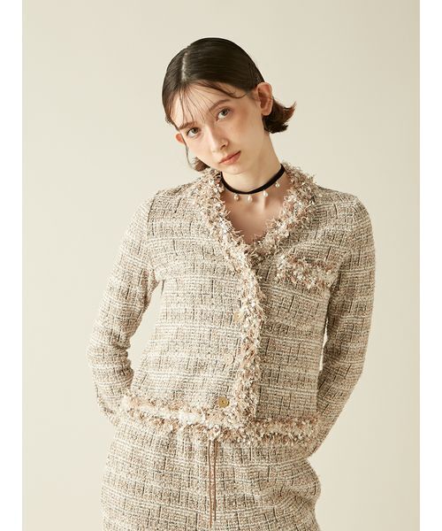 未使用♡LILY BROWNフリンジツイードノーカラージャケット　リリーブラウン LILY BROWN（リリーブラウン）の「フリンジツイードノーカラー