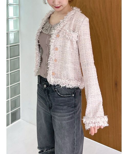 リリーブラウン　フリンジ ツイードノーカラージャケット 楽天市場】【即日出荷】(セール40%OFF) Lily Brown リリー