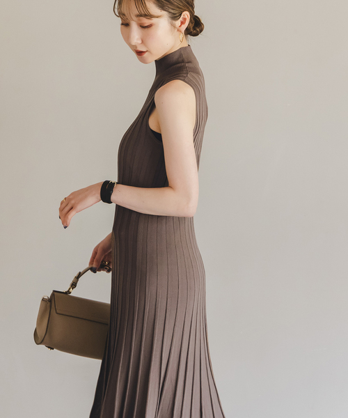 NOBLE×L'AUBE BLANC】シアーワイドリブニットワンピース（ワンピース