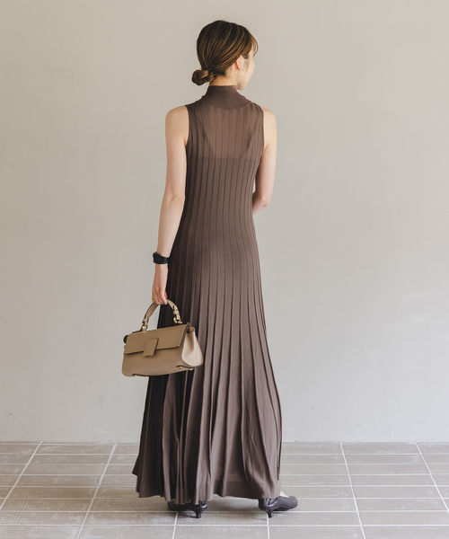 NOBLE×L'AUBE BLANC】シアーワイドリブニットワンピース