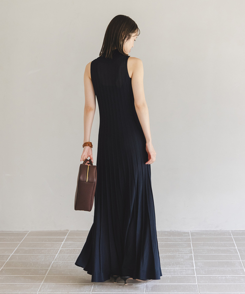 NOBLE×L'AUBE BLANC】シアーワイドリブニットワンピース