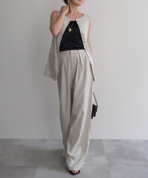 セール】ノーカラーベストセットアップ（セットアップ）｜Rashik