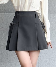 THE HITSS | 【インパン裏地付き】サイドリボン ハイウエスト ボックス プリーツ ミニスカート スカパン(スカート)