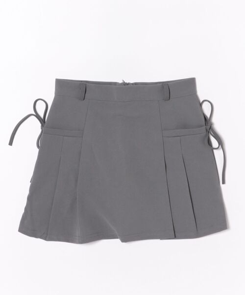 THE HITSS（ヒッツ）の「【インパン裏地付き】サイドリボン ハイウエスト ボックス プリーツ ミニスカート スカパン（スカート・レディース・グレー/ブラック・FREE）」の12枚目の写真