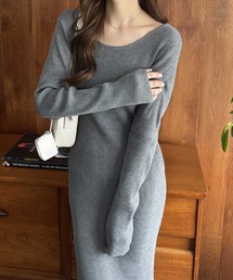 nelliy.（ネルリー）の「【選べる2丈】バックオープンニットワンピース(ロング/ミニ)（ワンピース）」