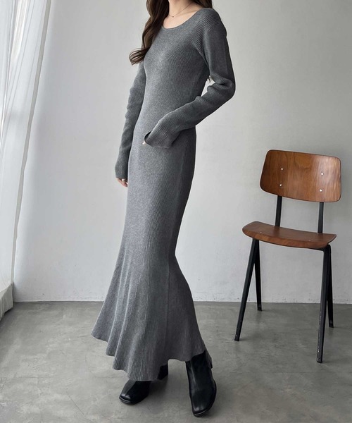 nelliy.（ネルリー）の「【選べる2丈】バックオープンニットワンピース(ロング/ミニ)（ワンピース・レディース・グレー/ブラック/グレー系その他/ブラック系その他・LARGE/MEDIUM）」の15枚目の写真