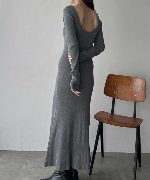nelliy.（ネルリー）の「【選べる2丈】バックオープンニットワンピース(ロング/ミニ)（ワンピース・レディース・グレー/ブラック/グレー系その他/ブラック系その他・LARGE/MEDIUM）」の17枚目の写真