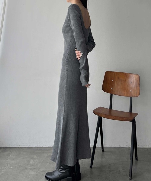 nelliy.（ネルリー）の「【選べる2丈】バックオープンニットワンピース(ロング/ミニ)（ワンピース・レディース・グレー/ブラック/グレー系その他/ブラック系その他・LARGE/MEDIUM）」の16枚目の写真