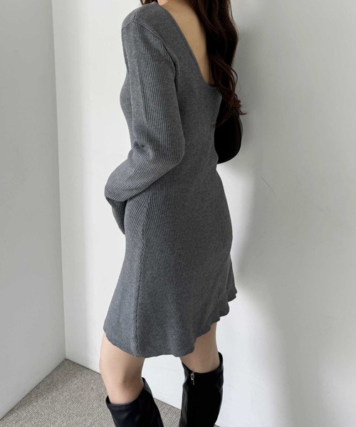nelliy.（ネルリー）の「【選べる2丈】バックオープンニットワンピース(ロング/ミニ)（ワンピース・レディース・グレー/ブラック/グレー系その他/ブラック系その他・LARGE/MEDIUM）」の22枚目の写真