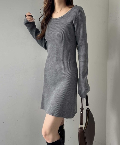 nelliy.（ネルリー）の「【選べる2丈】バックオープンニットワンピース(ロング/ミニ)（ワンピース・レディース・グレー/ブラック/グレー系その他/ブラック系その他・LARGE/MEDIUM）」の21枚目の写真