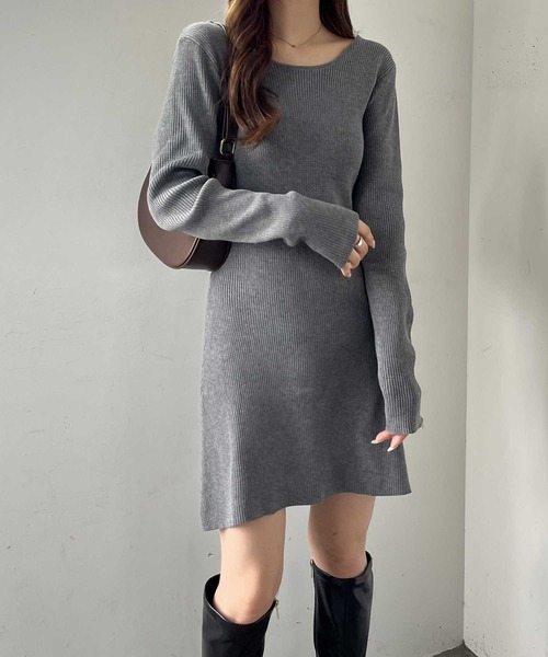 nelliy.（ネルリー）の「【選べる2丈】バックオープンニットワンピース(ロング/ミニ)（ワンピース・レディース・グレー/ブラック/グレー系その他/ブラック系その他・LARGE/MEDIUM）」の19枚目の写真