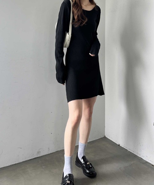 nelliy.（ネルリー）の「【選べる2丈】バックオープンニットワンピース(ロング/ミニ)（ワンピース・レディース・グレー/ブラック/グレー系その他/ブラック系その他・LARGE/MEDIUM）」の8枚目の写真