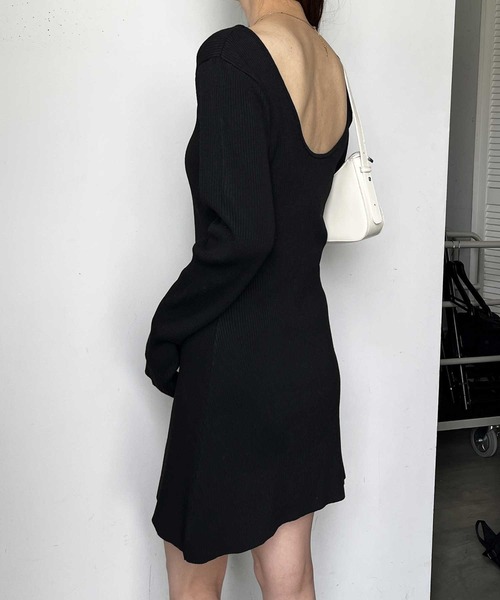 nelliy.（ネルリー）の「【選べる2丈】バックオープンニットワンピース(ロング/ミニ)（ワンピース・レディース・グレー/ブラック/グレー系その他/ブラック系その他・LARGE/MEDIUM）」の10枚目の写真