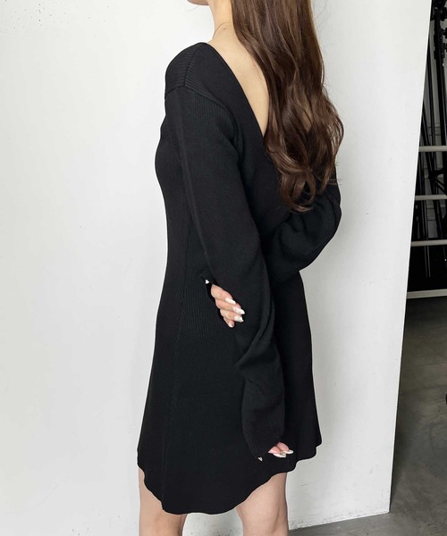 nelliy.（ネルリー）の「【選べる2丈】バックオープンニットワンピース(ロング/ミニ)（ワンピース・レディース・グレー/ブラック/グレー系その他/ブラック系その他・LARGE/MEDIUM）」の9枚目の写真