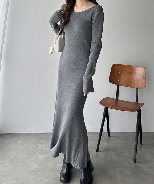 nelliy.（ネルリー）の「【選べる2丈】バックオープンニットワンピース(ロング/ミニ)（ワンピース・レディース・グレー/ブラック/グレー系その他/ブラック系その他・LARGE/MEDIUM）」の13枚目の写真