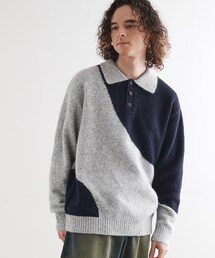 tk.TAKEO KIKUCHI | カーブスイッチニットポロシャツ(ニット/セーター)