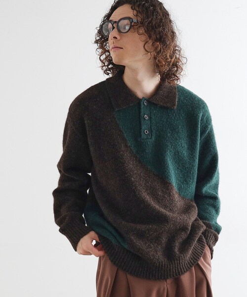 tk.TAKEO KIKUCHI（ティーケータケオキクチ）の「カーブスイッチニットポロシャツ（ニット/セーター・メンズ・ブラック系/ライトグレー/ライトグレー系/ブラック/ブラウン系その他/ブラウン系その他2・01/02/03）」の6枚目の写真