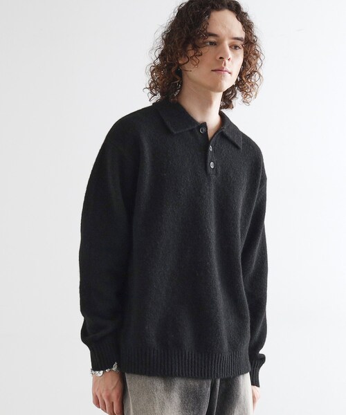 tk.TAKEO KIKUCHI（ティーケータケオキクチ）の「カーブスイッチニットポロシャツ（ニット/セーター・メンズ・ブラック系/ライトグレー/ライトグレー系/ブラック/ブラウン系その他/ブラウン系その他2・01/02/03）」の2枚目の写真