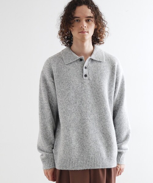 カーブスイッチニットポロシャツ（ニット/セーター）｜tk.TAKEO