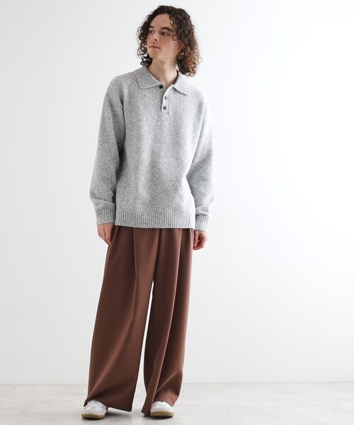 tk.TAKEO KIKUCHI（ティーケータケオキクチ）の「カーブスイッチニットポロシャツ（ニット/セーター・メンズ・ブラック系/ライトグレー/ライトグレー系/ブラック/ブラウン系その他/ブラウン系その他2・01/02/03）」の9枚目の写真