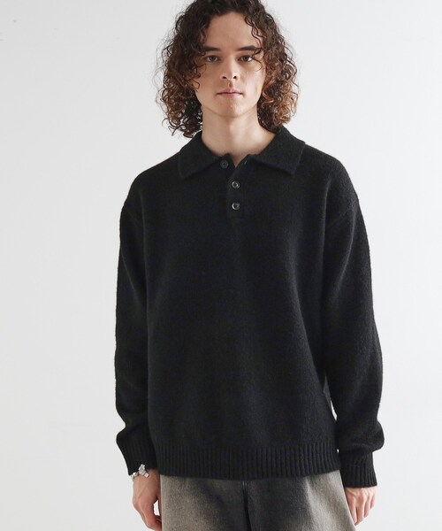 tk.TAKEO KIKUCHI（ティーケータケオキクチ）の「カーブスイッチニットポロシャツ（ニット/セーター・メンズ・ブラック系/ライトグレー/ライトグレー系/ブラック/ブラウン系その他/ブラウン系その他2・01/02/03）」の12枚目の写真