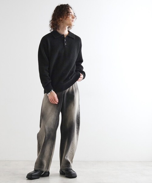 tk.TAKEO KIKUCHI（ティーケータケオキクチ）の「カーブスイッチニットポロシャツ（ニット/セーター・メンズ・ブラック系/ライトグレー/ライトグレー系/ブラック/ブラウン系その他/ブラウン系その他2・01/02/03）」の13枚目の写真