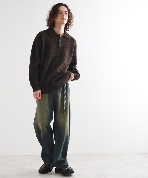 tk.TAKEO KIKUCHI（ティーケータケオキクチ）の「カーブスイッチニットポロシャツ（ニット/セーター・メンズ・ブラック系/ライトグレー/ライトグレー系/ブラック/ブラウン系その他/ブラウン系その他2・01/02/03）」の18枚目の写真
