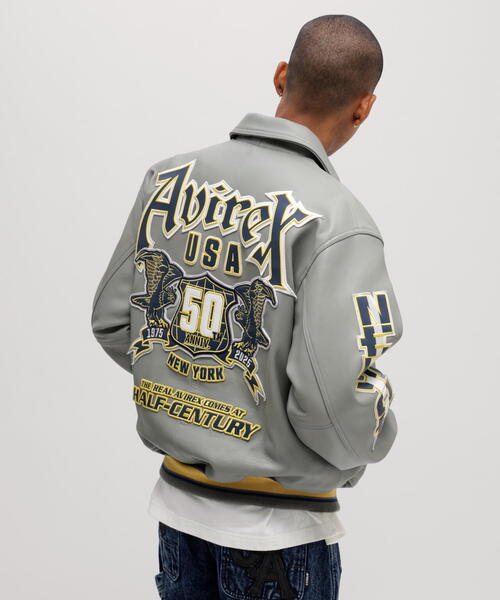 AVIREX(アヴィレックス)の「《50th Anniversary》GRAPHIC VARSITY LEATHER JACKET / 50周年 グラフィック バーシティレザージャケット / AVIREX / アヴィレックス(スタジャン・メンズ・ブラック/グレー・MEDIUM/LARGE/X-LARGE/XX-LARGE)」の21枚目の写真