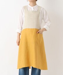 212 KITCHEN STORE（トゥワントゥキッチンストア）の「リネンバイカラースルーエプロン ヤマブキ ＜LINEN&BASIC リネンアンドベーシック＞（エプロン）」