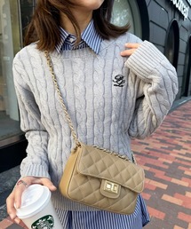 【POLO BCS】ZOZO限定商品 ケーブル編み ワンポイントPOLO刺繍ニットプルオーバー