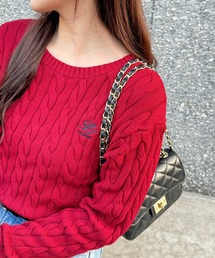 【POLO BCS】ZOZO限定商品 ケーブル編み ワンポイントPOLO刺繍ニットプルオーバー